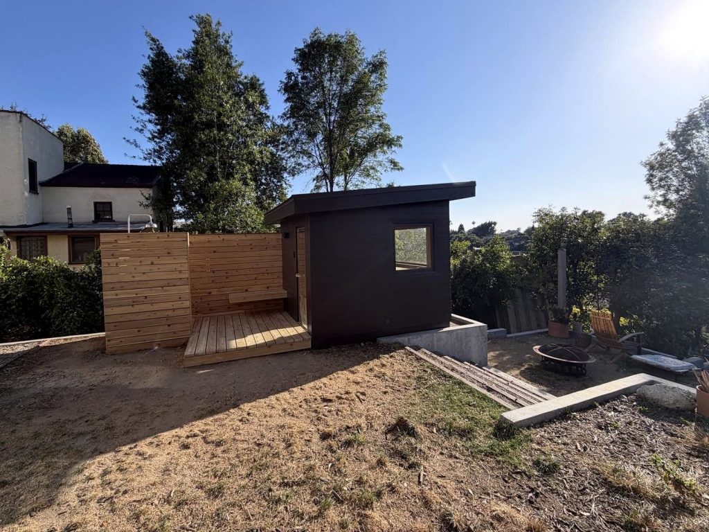 Backyard sauna cabin in Sonoma County